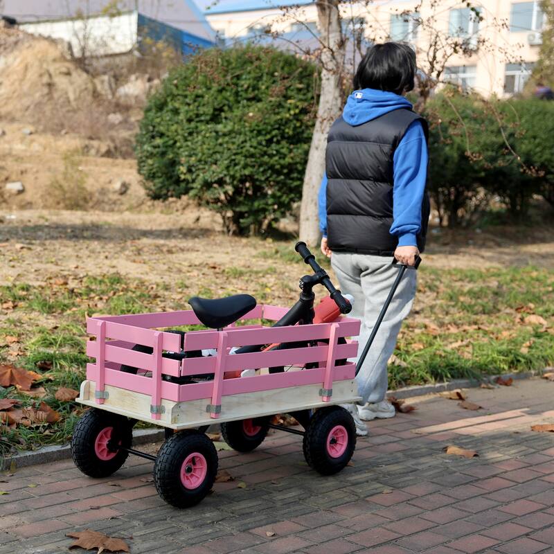 Fresh blue wooden household trolley for children's toy transportation/garden tool cart/outdoor portable trolley