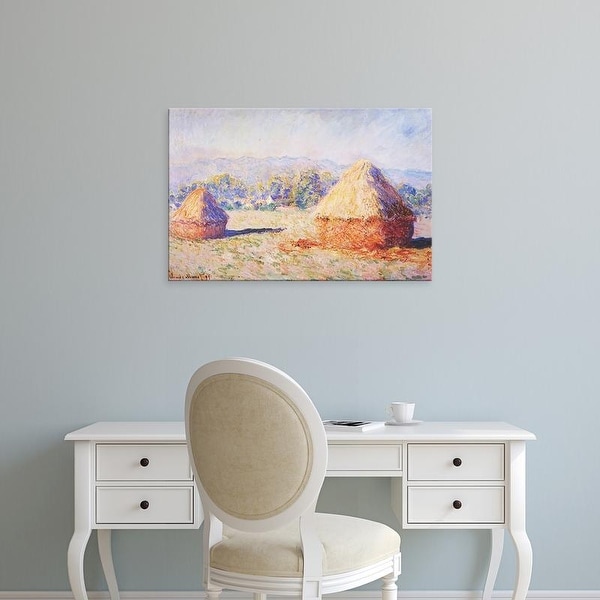 Easy Art Prints Claude Monet's 'Grainstacks in the Sunlight, Morning Effect' Premium Canvas Art