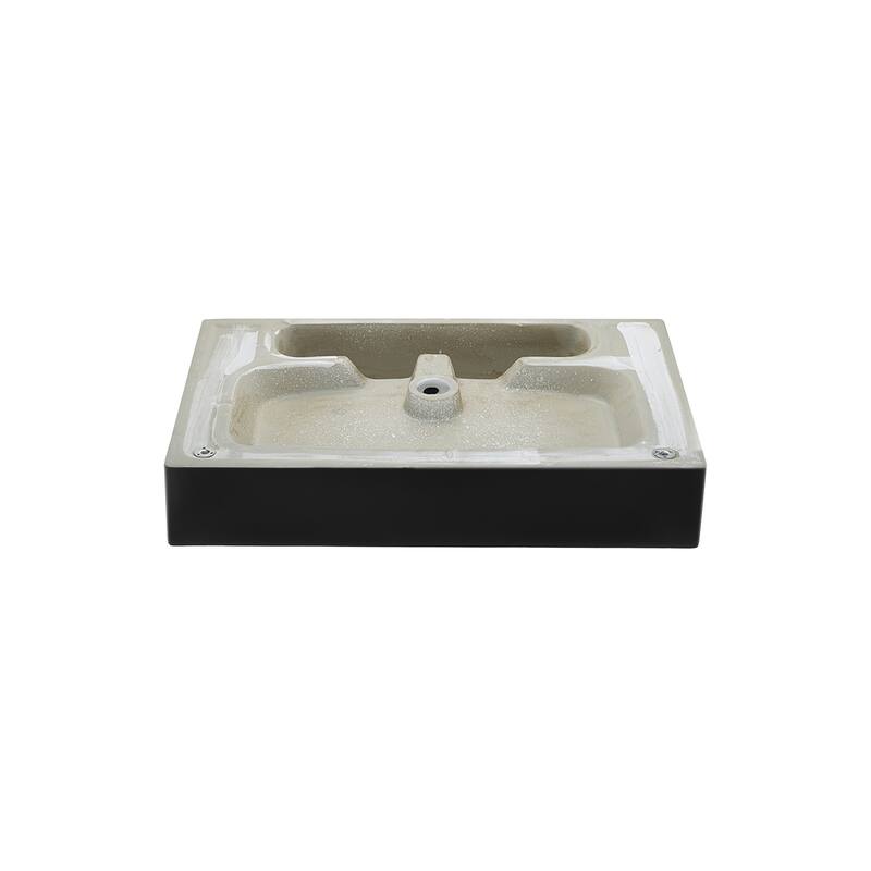 Reims 24 Ceramic Console Sink Matte Black Basin Brushed Gold Legs - 16.55" x 35.45" 24"