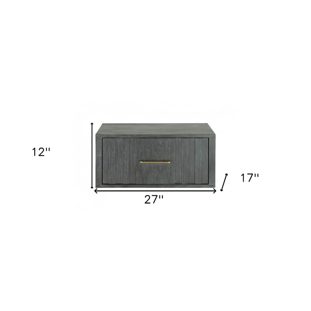 Contemporary Gray Accent Table with Drawer Fully Assembled Solid Wood Blend