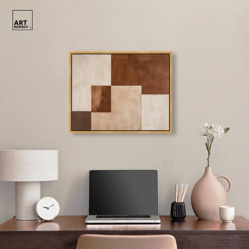 Cream and Brown Panels III Canvas by Art Remedy