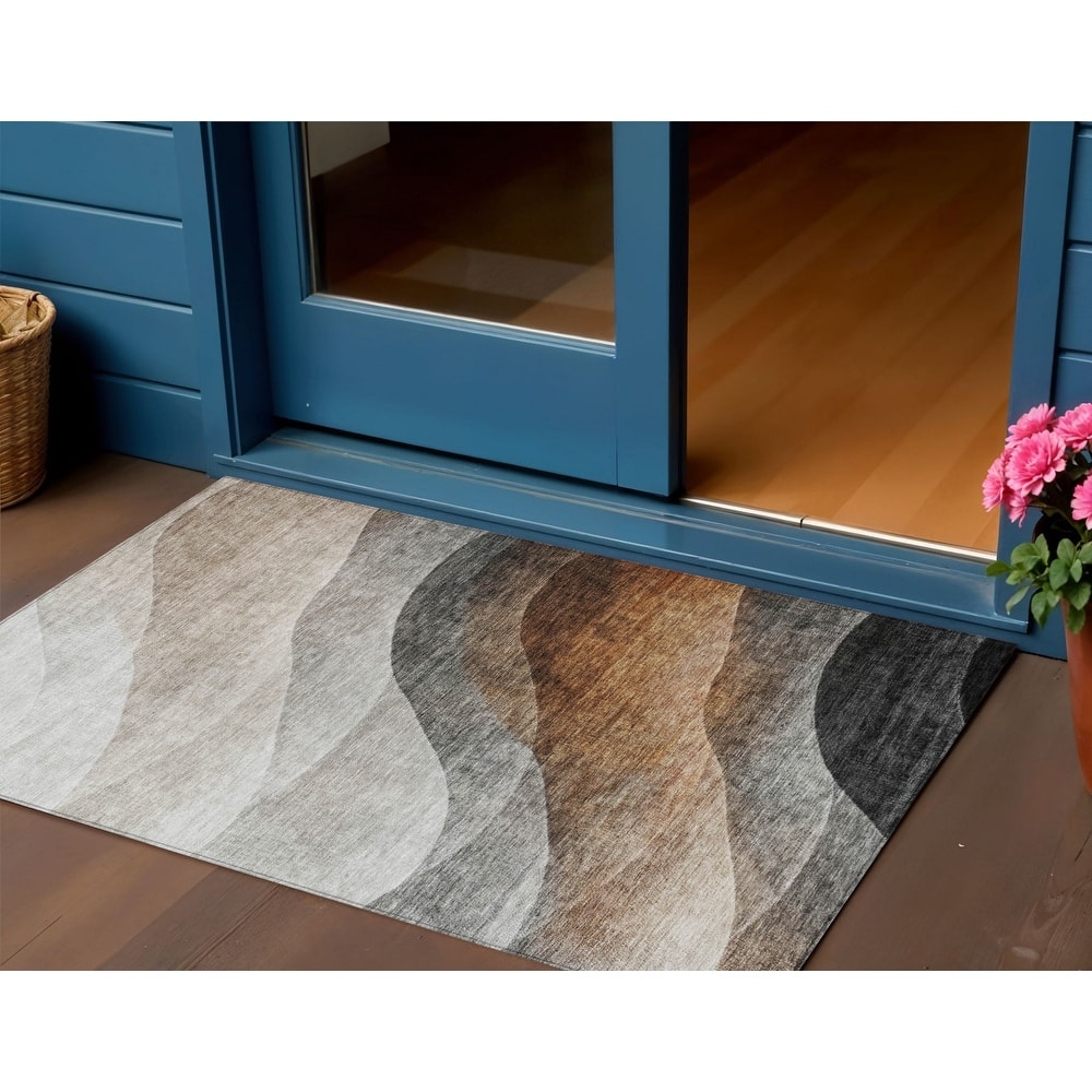 HomeRoots Abstract Transitional Rectangle Outdoor Rug