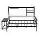 preview thumbnail 39 of 54, Roomfitters Twin/ Full Size Metal Daybed with Movable Desk, Metal Grid Design, Functional Shelves and Hanging Rack
