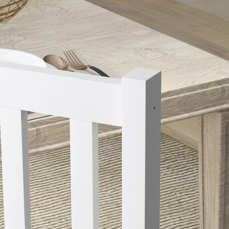 Farmhouse Armless Dining Chairs with Slat Back (Set of 4)