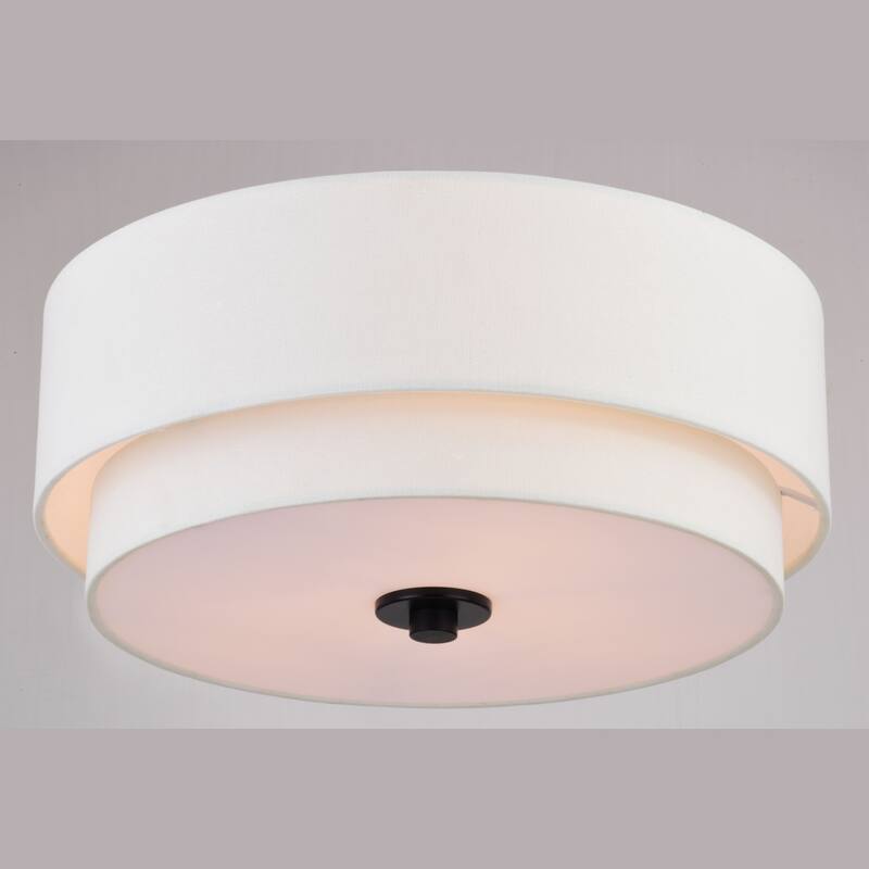 Burnaby Mid-Century Modern Ceiling Mount Light White Linen Drum Shade