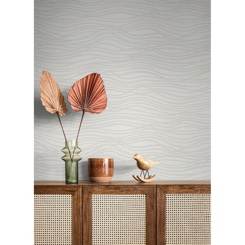 A-Street Prints Galyn Dove Pearlescent Wave Wallpaper