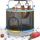 preview thumbnail 14 of 17, Kids Trampoline, Adjustable Toddler Trampoline with Safety Enclosure Yellow&Blue