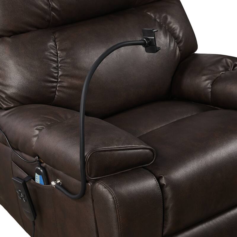 Christopher Knight Home - Power Lift Recliner Chair with Dual Motors, Massage, Heat, Cup Holders & Adjustable Phone Holder