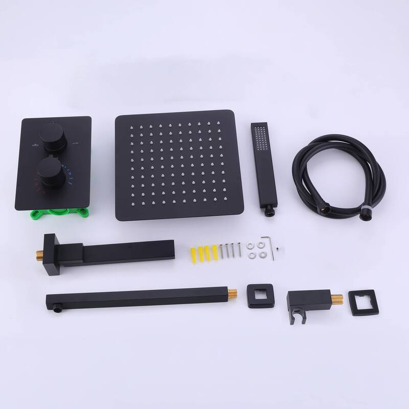 Wall Mount Tub Shower Faucet Set With Pressure Balance Valve 10 Inch Rainfall Head Shower System With Handheld Shower Combo Set