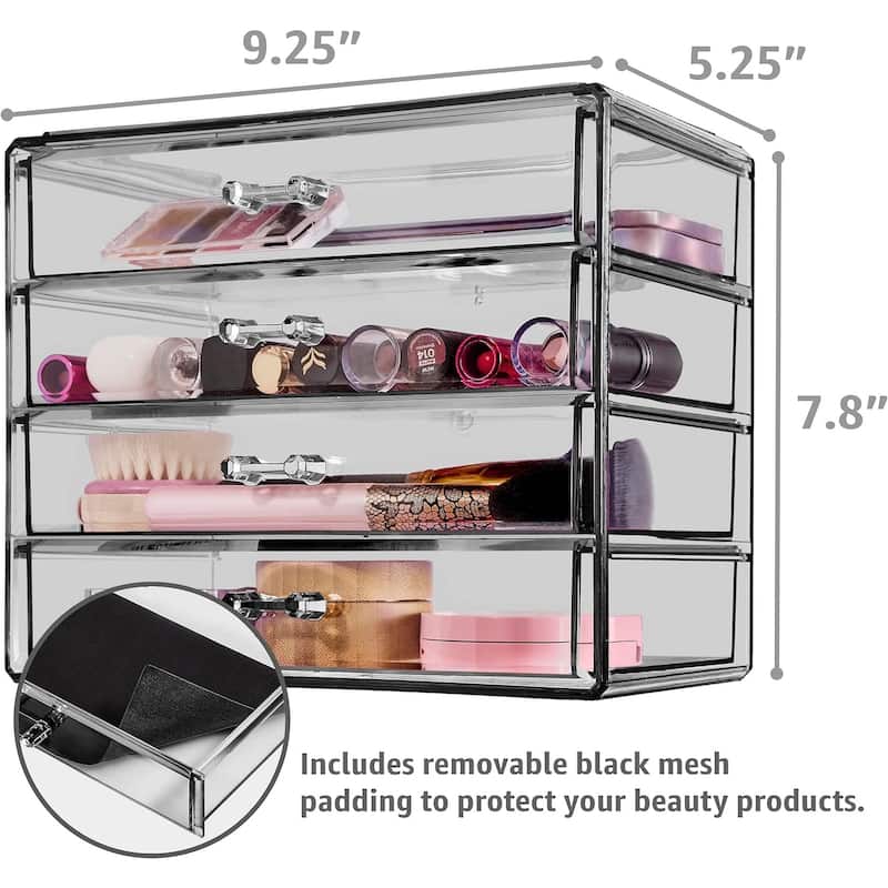 Sorbus Acrylic Cosmetics Makeup and Jewelry Storage Case Display– 4 Large Drawers - 9.25" x 5.375" x 7.875"