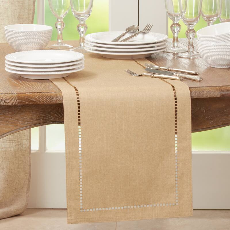 Table Runner with Laser-cut Hemstitch - 14"x108" - Natural