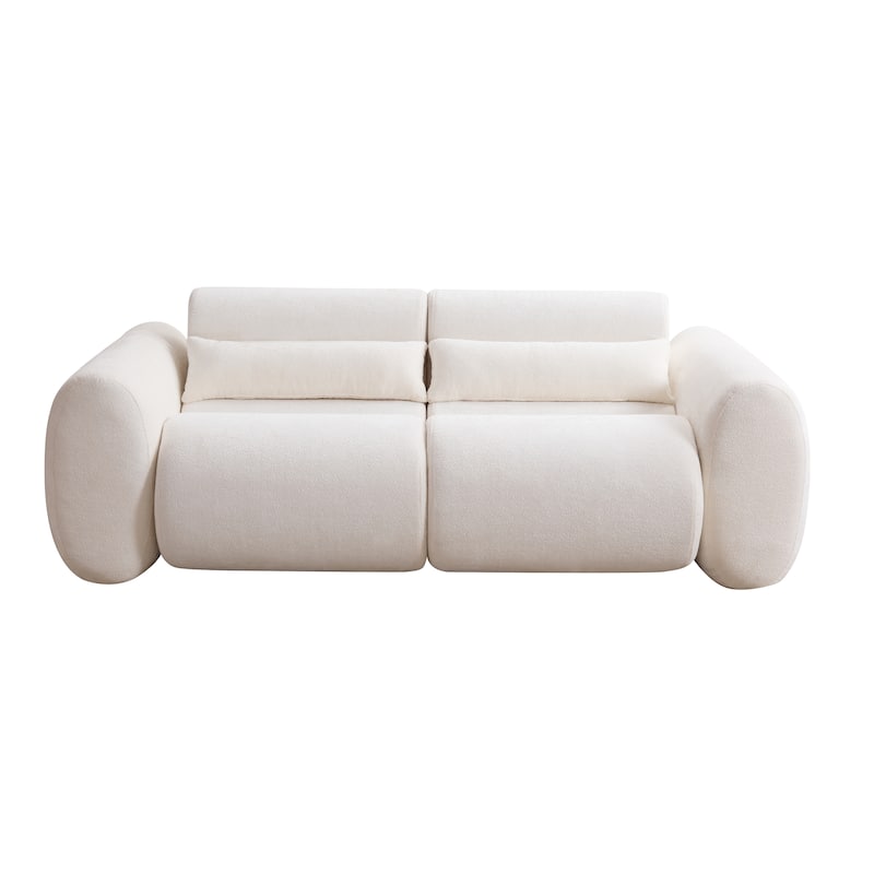 Christopher Knight Home - Cloud Modern Upholstered Bouclé Curved 3-Seater Sofa with Round Arms