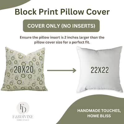 Linen Farmhouse Block print pillow Cover - Chatri