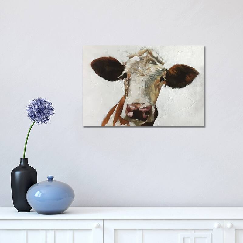 iCanvas "White And Brown Cow" by James Coates Canvas Print - 12x18x1.5