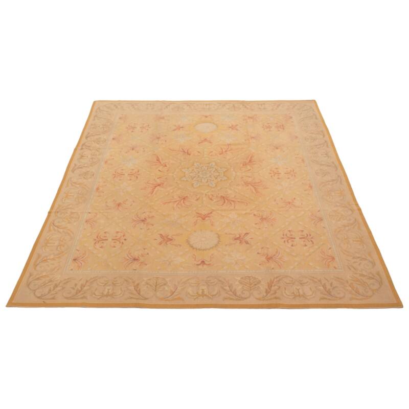 ECARPETGALLERY Flat-Weave Dynasty Beige, Tan Wool Tapestry Kilim - 7'7 x 9'6