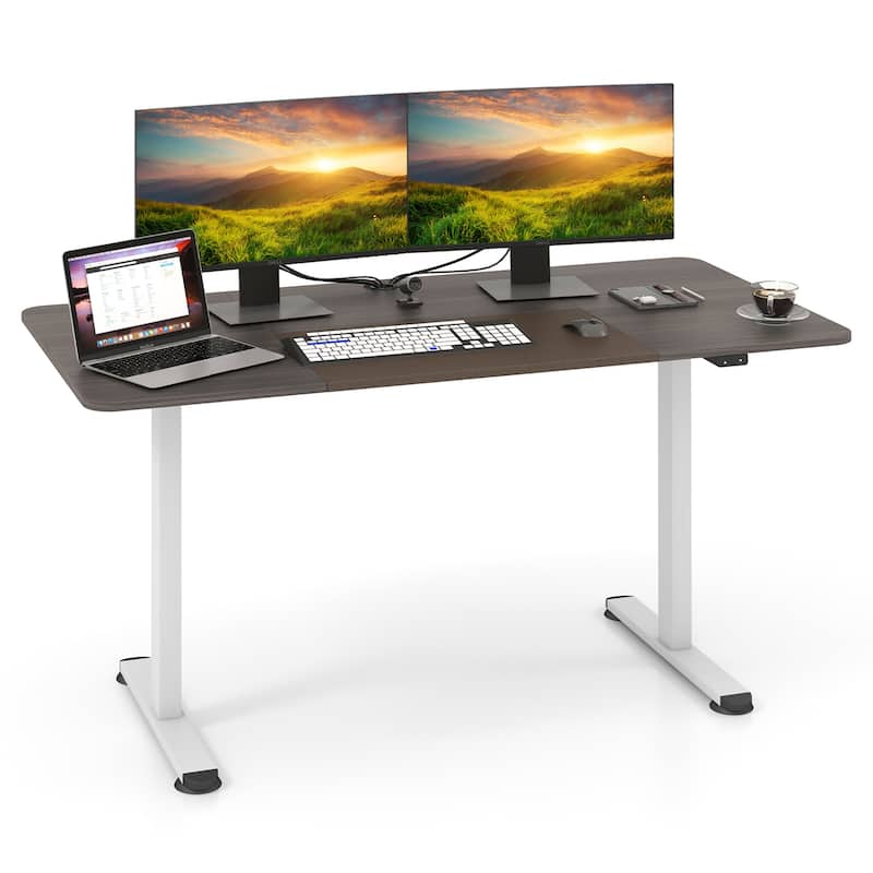 Gymax 55'' Electric Standing Desk Height Adjustable Home Office Table - Grey