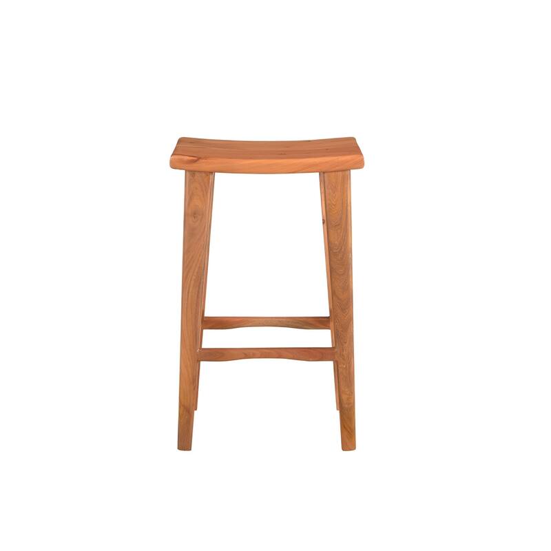 HomeRoots 32" Brown Solid Wood Backless Counter Height Bar Chair