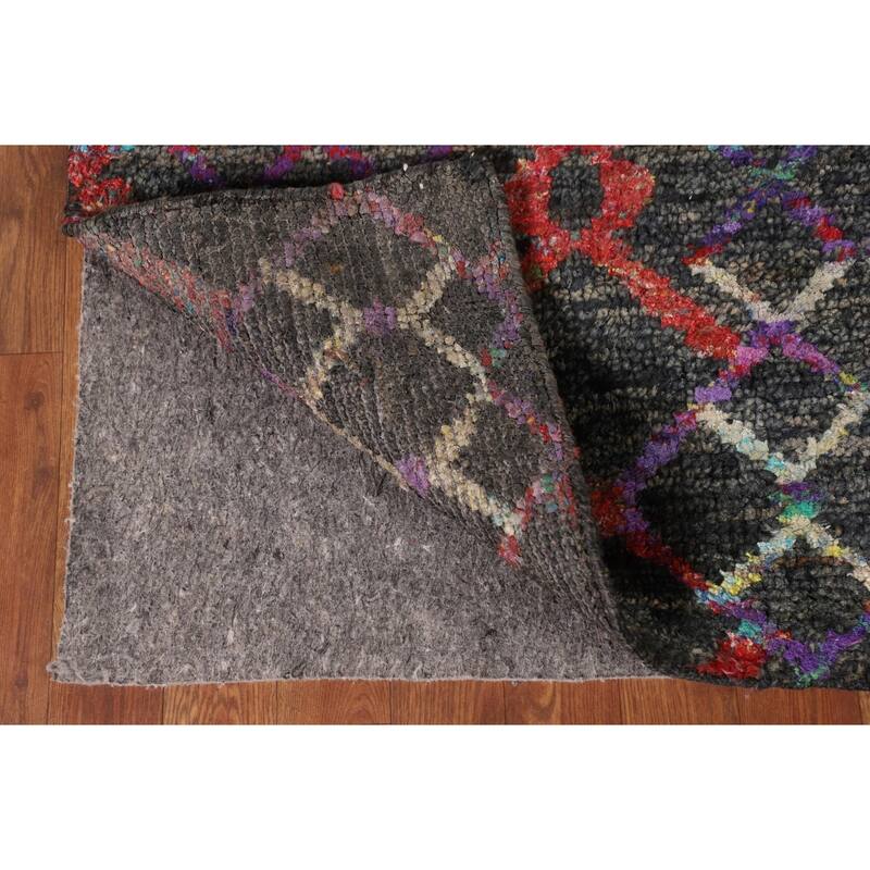 All-Over Trellis Moroccan Indian Area Rug Handmade Jute Carpet - 5'6"x 8'7"