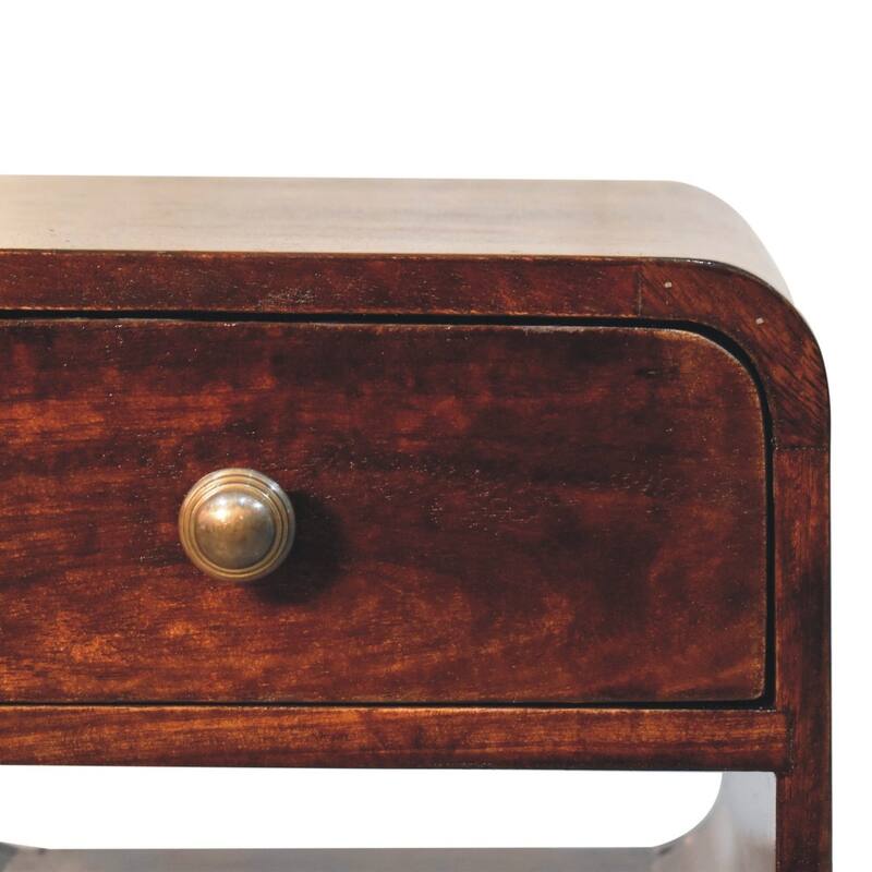 HomeRoots 22" Walnut Solid Wood Square One Drawer Nightstand