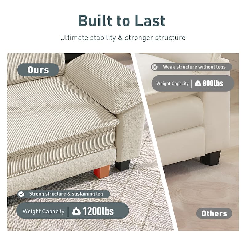 MAISON ARTS 3-Piece Sofa Set for Living Room, Comfy 3-Seater with Loveseat or Armchair, Modular Sectional Couch with Pillows