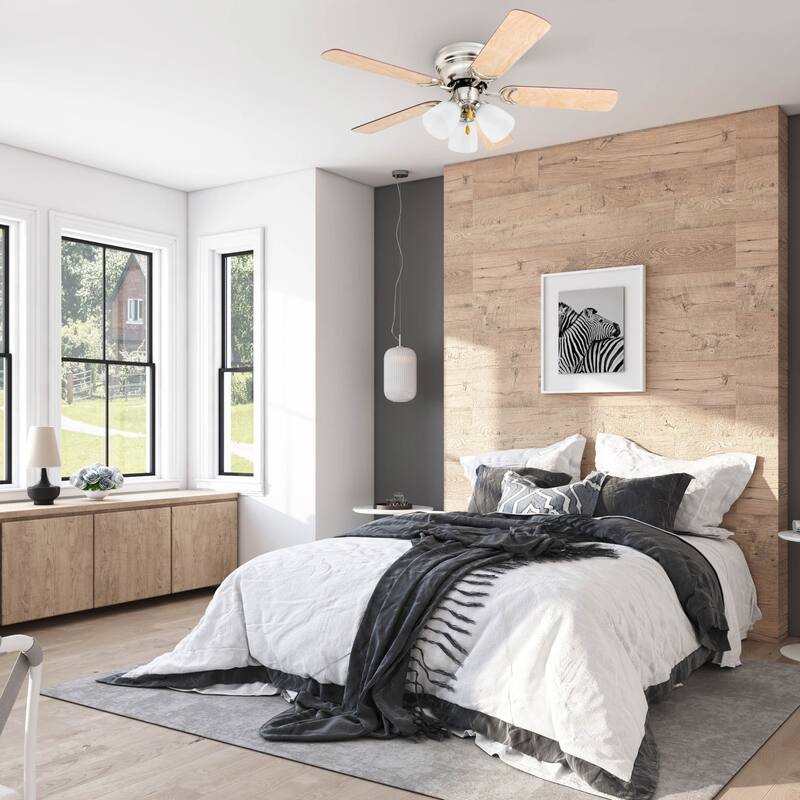 42" Prominence Home Whitley Satin Nickel Indoor LED Ceiling Fan with Light, Pull Chain