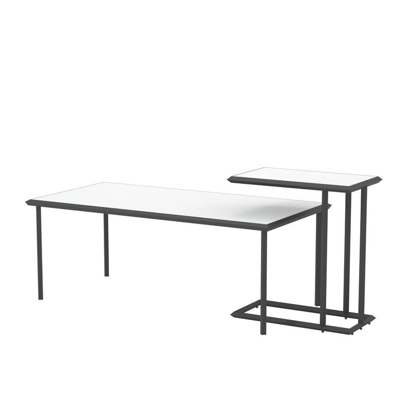 Dromara Contemporary White High Gloss 47-inch Steel 2-Piece Table Set by Furniture of America