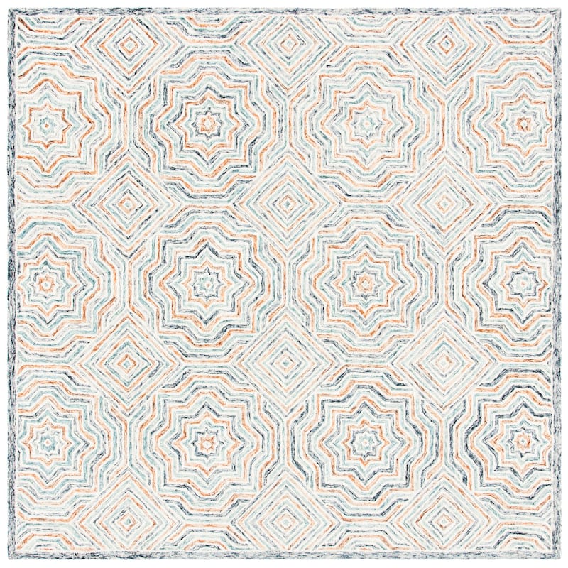 SAFAVIEH Handmade Capri Diyana Contemporary Wool Rug - 7' x 7' Square - Blue/Rust