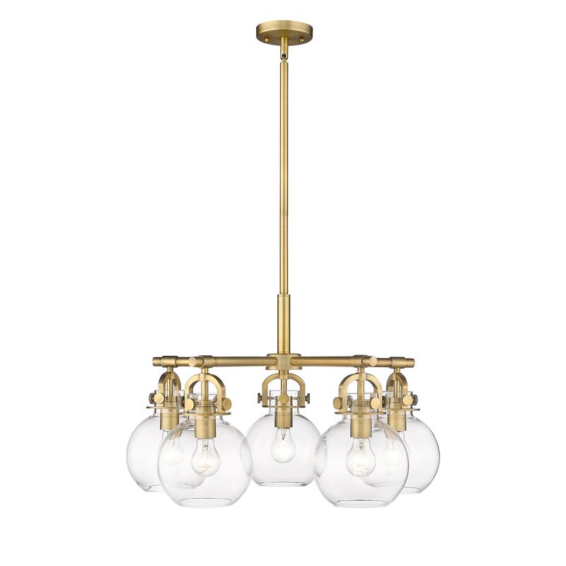 Innovations Lighting Newton Sphere - 5 Light 7" Stem Hung Chandelier.