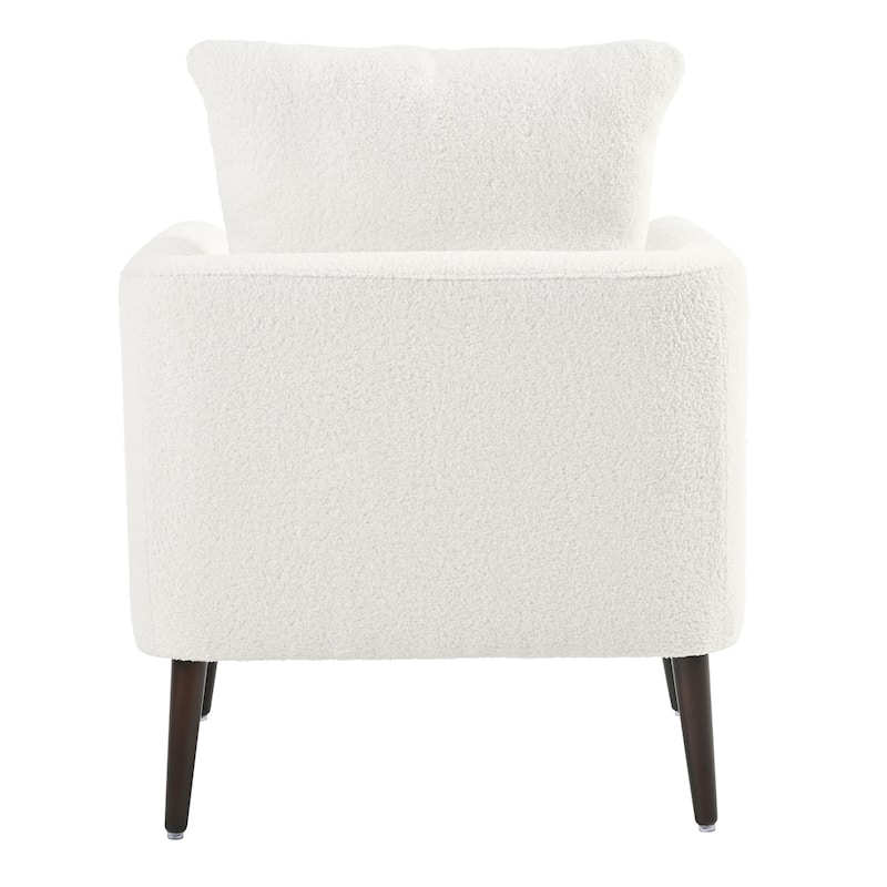 Upholstered Teddy Fabric Accent Chair, Arm Chairs with Pillow Mid Century Modern Living Room Lounge Chair, Single Sofa Chair