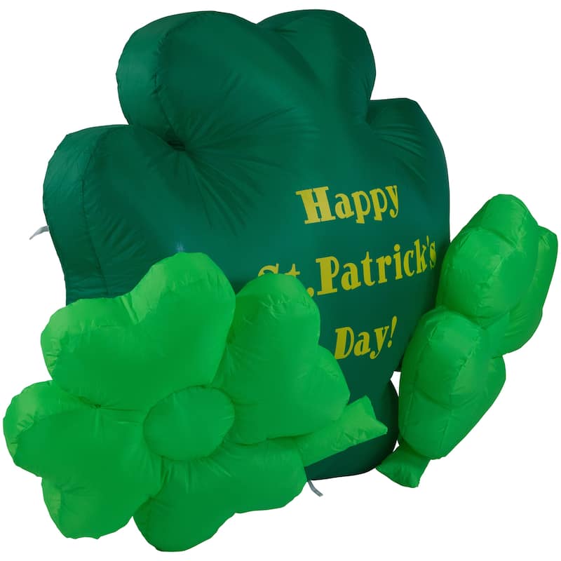 60" Inflatable Lighted Happy St. Patrick 's Day Triple Shamrock Decor