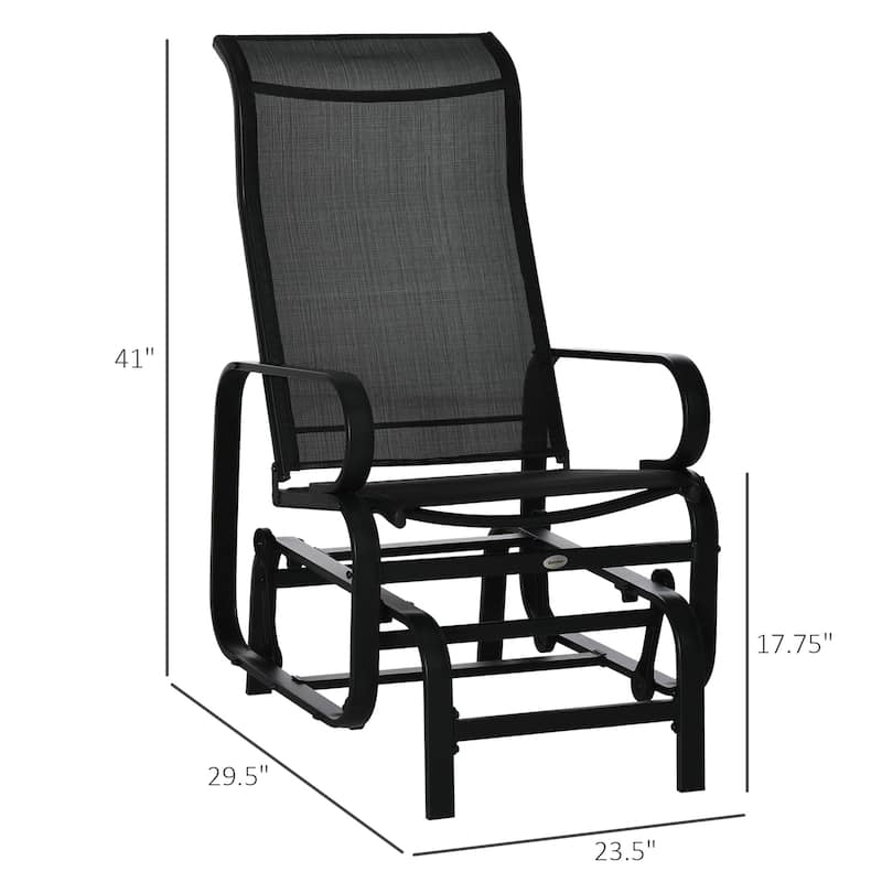 Outsunny Single Glider Patio Swing Rocking Chair with Breathable Mesh, Smooth Arms for Backyard, Garden, Lawn