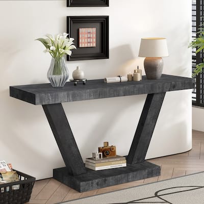 Vintage 60" Wood Entryway Bench with Two-Tier Storage Cabinet for Rustic Home Decor