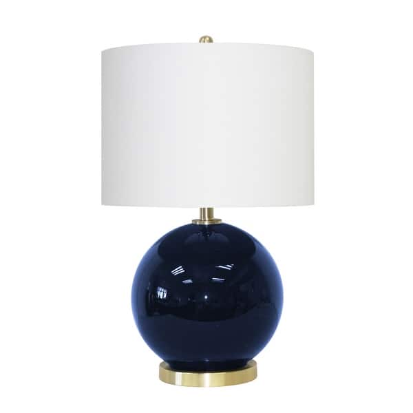 Shop Round Glass Table Lamp Navy Blue 25 On Sale Overstock 25623614