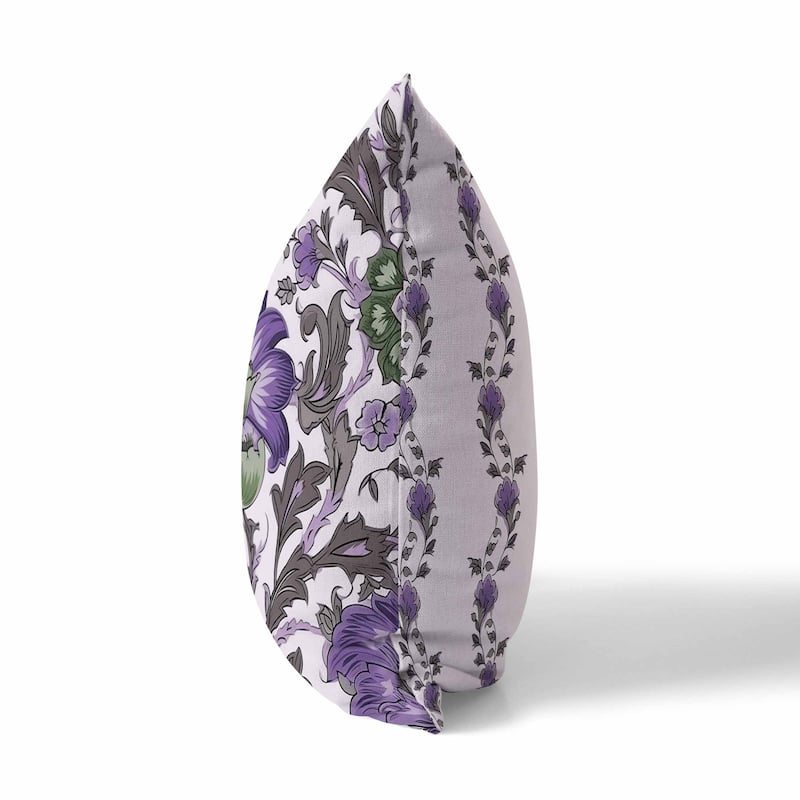 Grey And Lavender Mughal Era Garden Treasures Indoor/Outdoor Throw Pillow Zipper