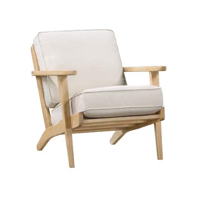 Antique Natural Finish Transitional Style Accent Chair 1pc Beige Fabric Upholstered Solid Wood Frame Casual Home Furniture