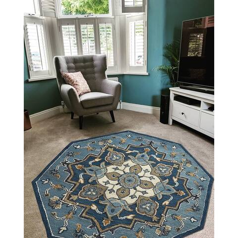 Traditional Blue Oriental Medallion Rug