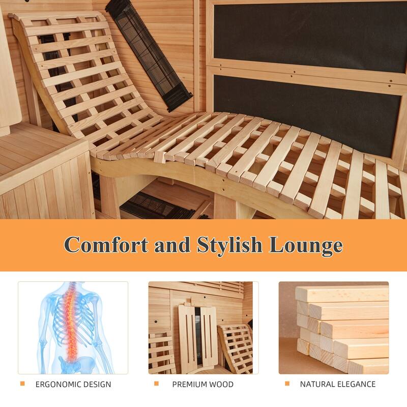 EROMMY up to 3 Person Infrared Sauna with 10-Minute Warm-Up Heater Tube and Carbon Plate