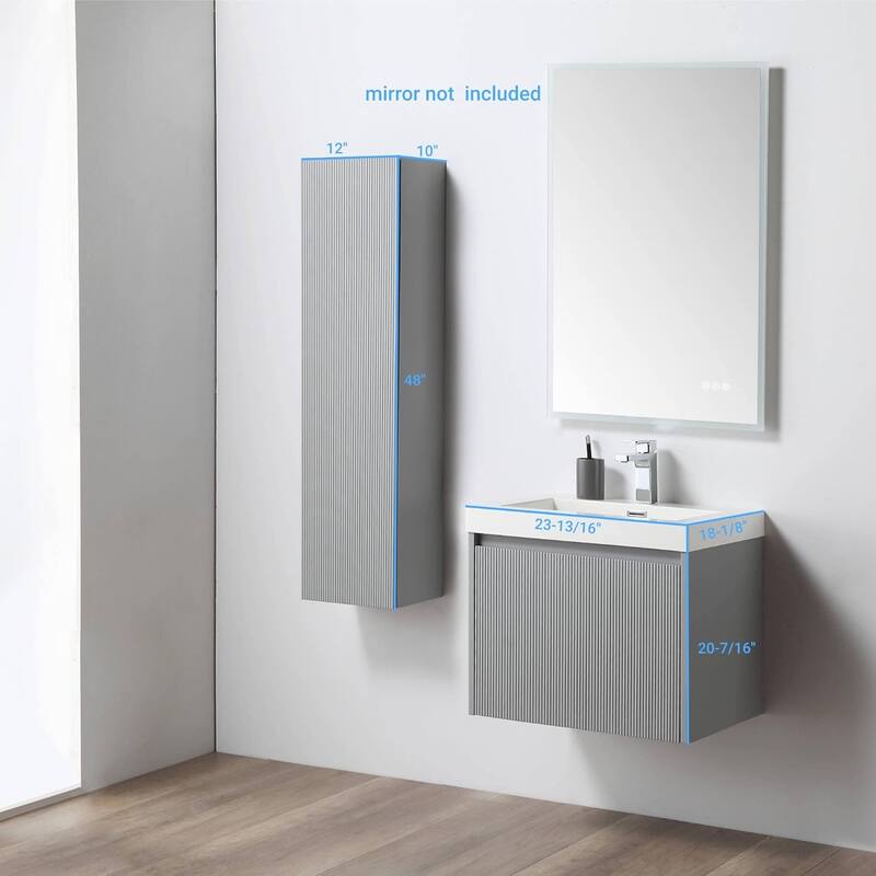 Blossom Positano 24" Floating Vanity with Sink & Side Cabinet