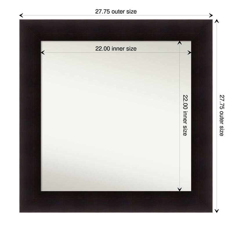 Portico Espresso Framed Non-Beveled Custom Wall Mirror, Bathroom Vanity Mirror - Outer Size: 27.75 x 27.75