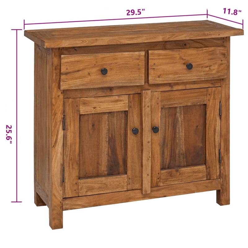 Accent Sideboard Cabinet Console, 2 Drawers, Brown Reclaimed Wood
