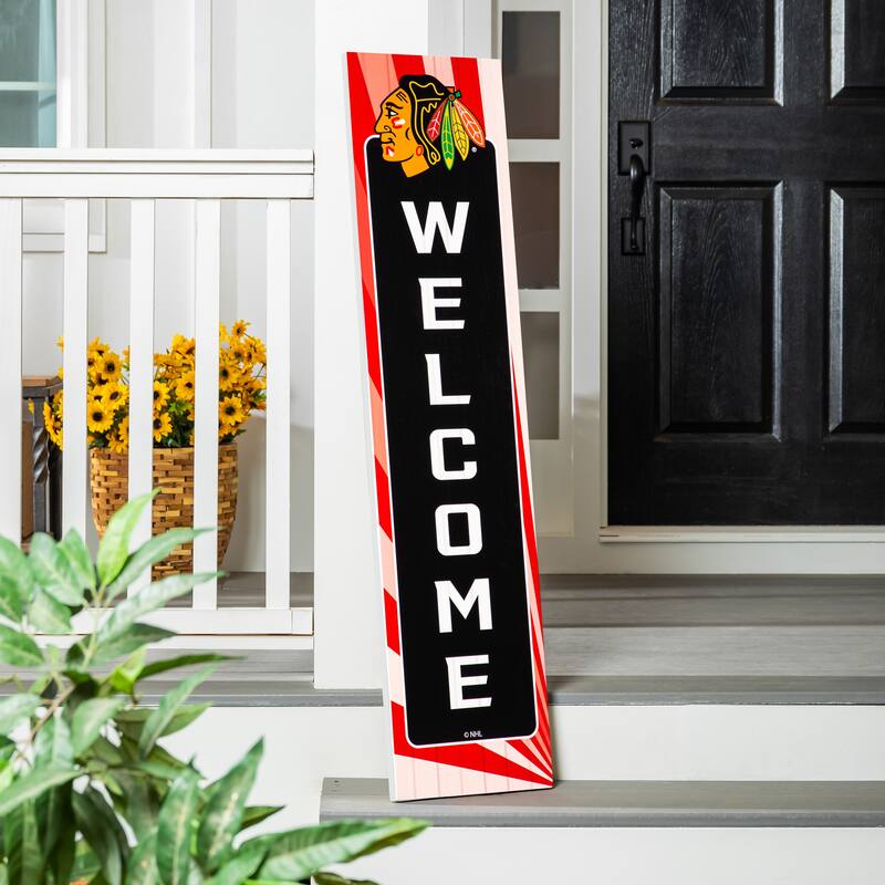 47" Porch Leaner Welcome Wall Sign, Chicago Blackhawks - Black