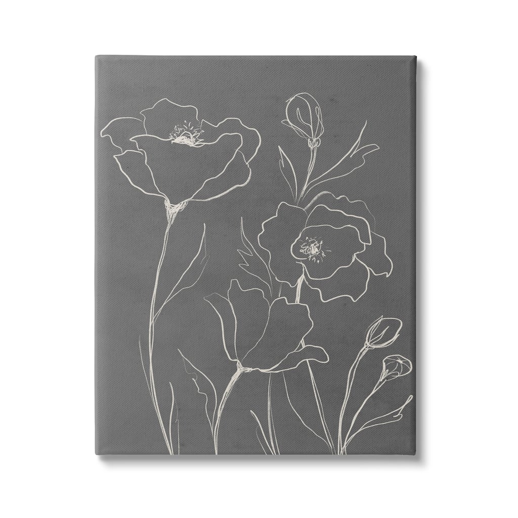 Stupell Blossoming Flower Petals Botanical Line Doodle Drawing Canvas Wall Art, Design by Elizabeth Medley