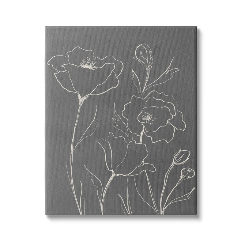 Stupell Blossoming Flower Petals Botanical Line Doodle Drawing Canvas Wall Art, Design by Elizabeth Medley - 16 x 20