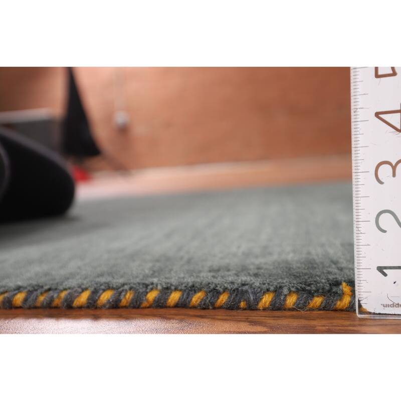 Dark Green Gabbeh Indian Accent Rug Handmade Tribal Wool Carpet - 2'11" x 4'10"