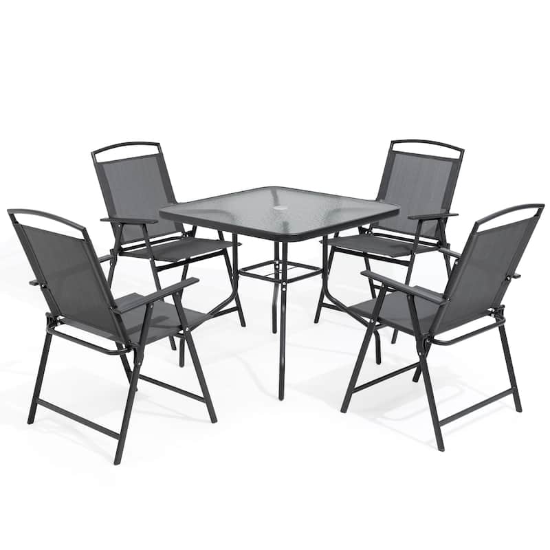 Pellebant Outdoor 5-piece Patio Dining Set with Folding Chairs