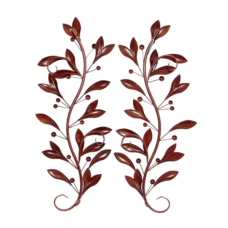 Metal Leaf Vine Home Wall Decor - Set of 2 Brown - Roche River Decor