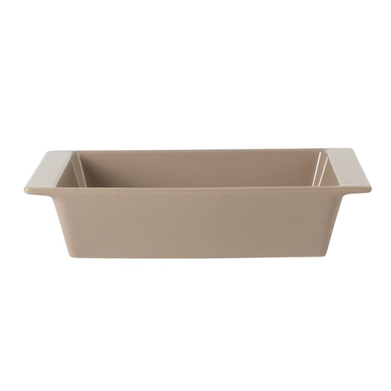 Gibson Elite 2 Quart or 2.75-Quart Stoneware Baking Dish with Acacia Wood Lid - Taupe Rectangular Oven Safe Baker