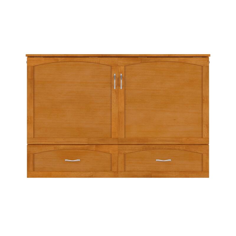 Marion Queen Murphy Bed Chest with 6" Mattress, Storage Drawer & Built-In Charger