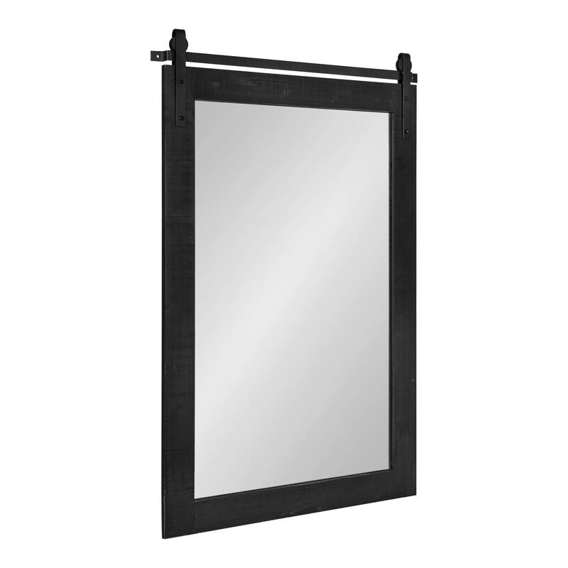 Kate and Laurel Cates Rustic Rectangular Wall Mirror - 24x38 - Black