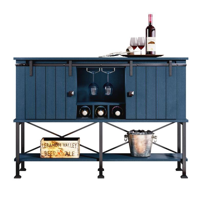 52 inch Wine Cabinet with Barn Door & Adjustable Shelves - 52" W x 38" D x 15.5" H